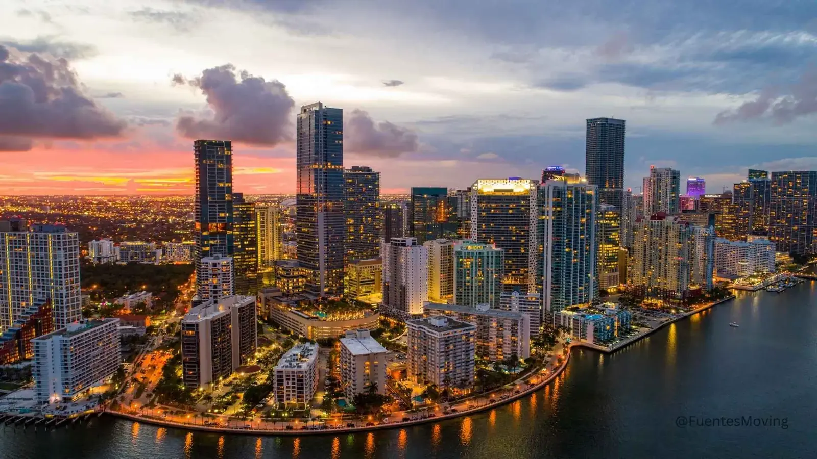 Miami skyline at sunset